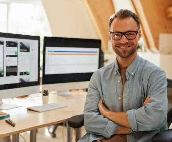 Software developer at office